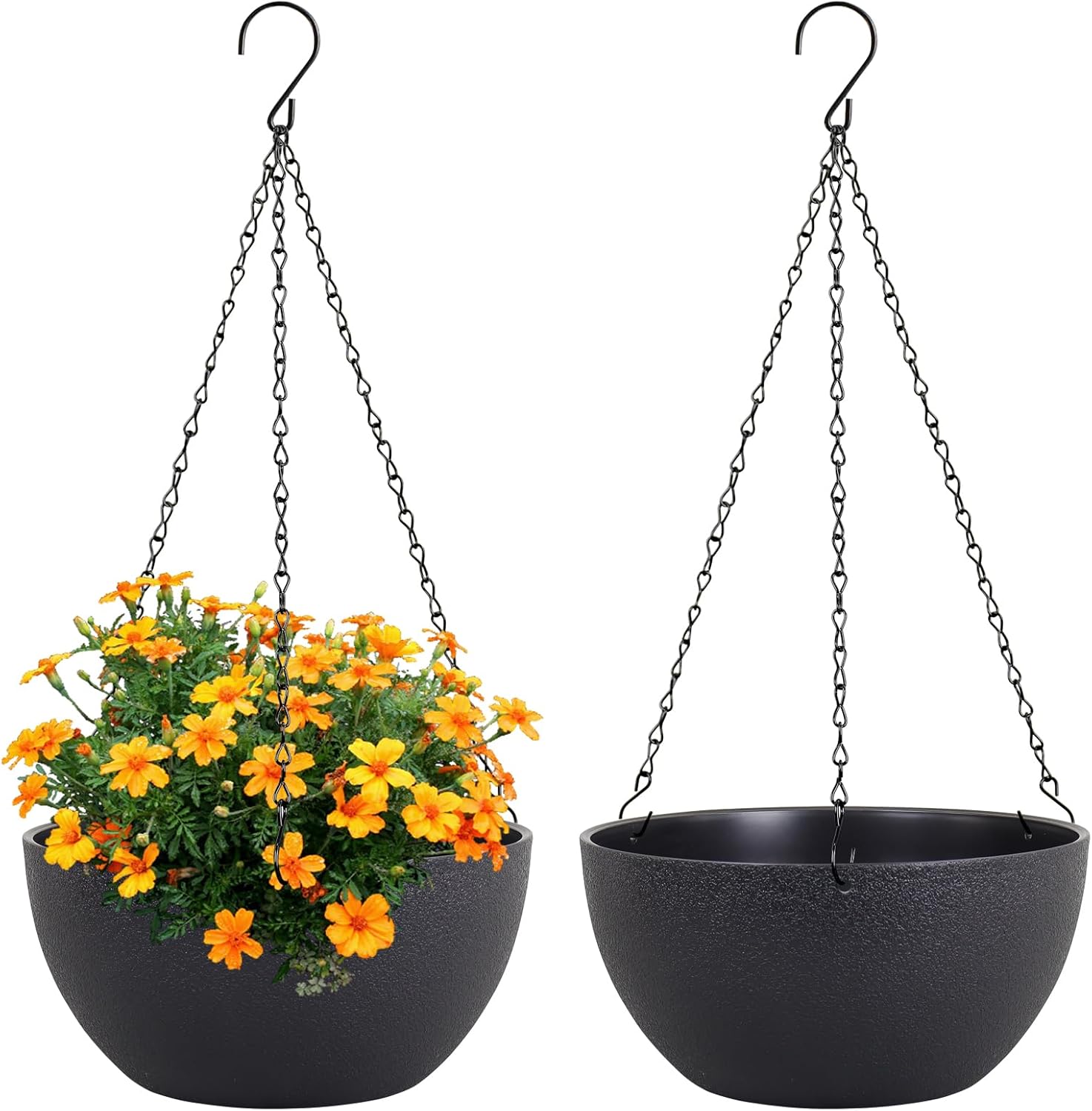 10 inch Hanging Planters for Indoor Outdoor Plants, 2 Pack Hanging Flower Pots with Drainage Holes
