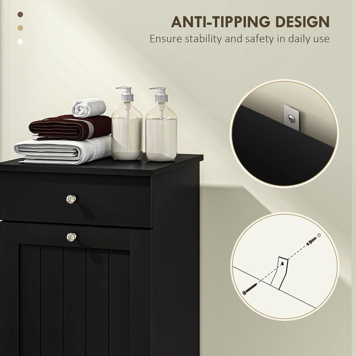 HOMCOM Laundry Hamper with Removable Basket, Tilt Out Hamper with Drawer and Beadboard Door