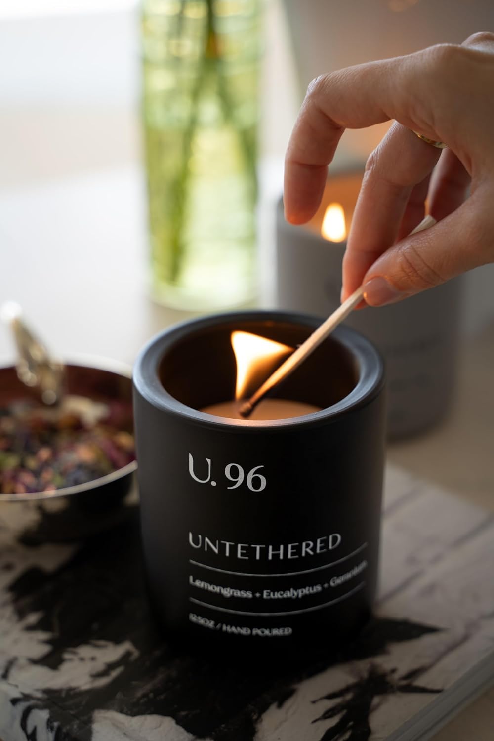 U.96 Luxury Scented Candle – Lemongrass, Eucalyptus & Amber | Hand-Poured in USA w/ 100% Natural