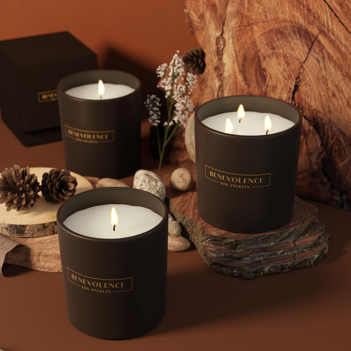 Benevolence LA Pine Scented Candle | Soy Candles, Black Candle for Home | Gifts for Women and Men |