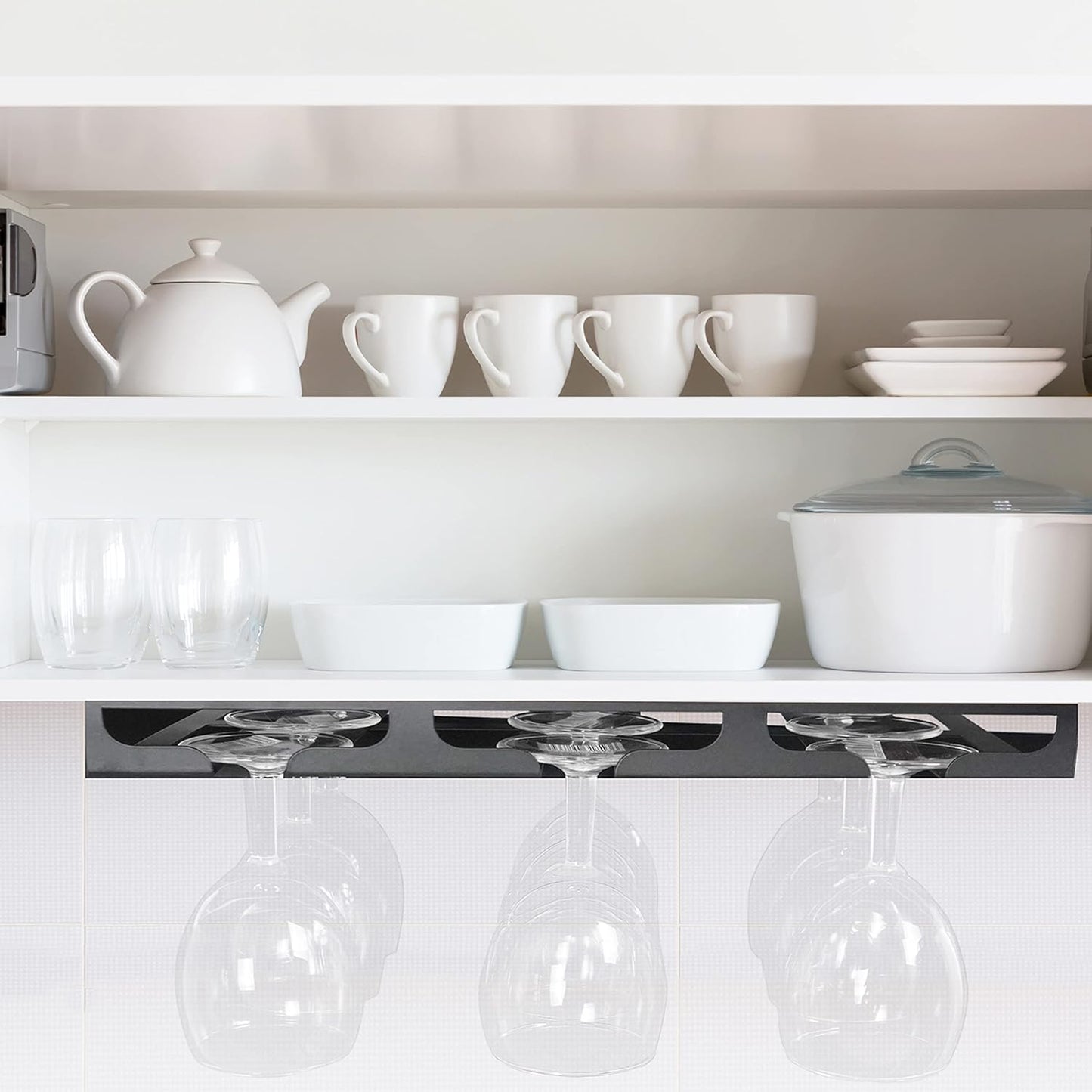 Wine Glass Rack - Under Cabinet Stemware Wine Glass Holder Glasses Storage Hanger Metal Hanging