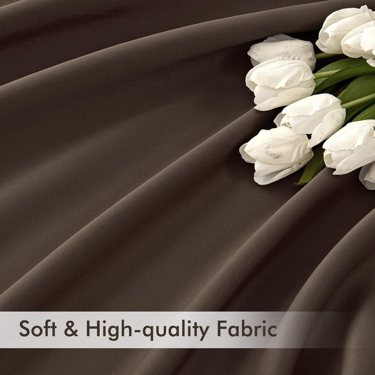 MIULEE Chocolate Brown Back Tab Blackout Curtains 72 Inches Long 2 Panels Set for Living Room