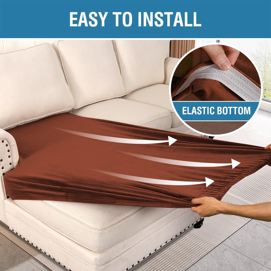 H.VERSAILTEX Velvet Stretch Individual Chaise Cover Sectional Couch Covers for L Shaped Sofa Both