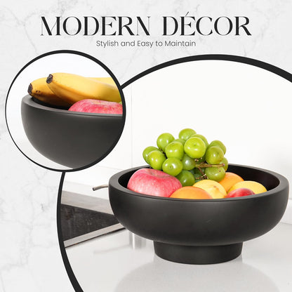 Concrete Fruit Bowl – Large Decorative Pedestal Bowl for Kitchen Counter, Entryway, or Coffee Table