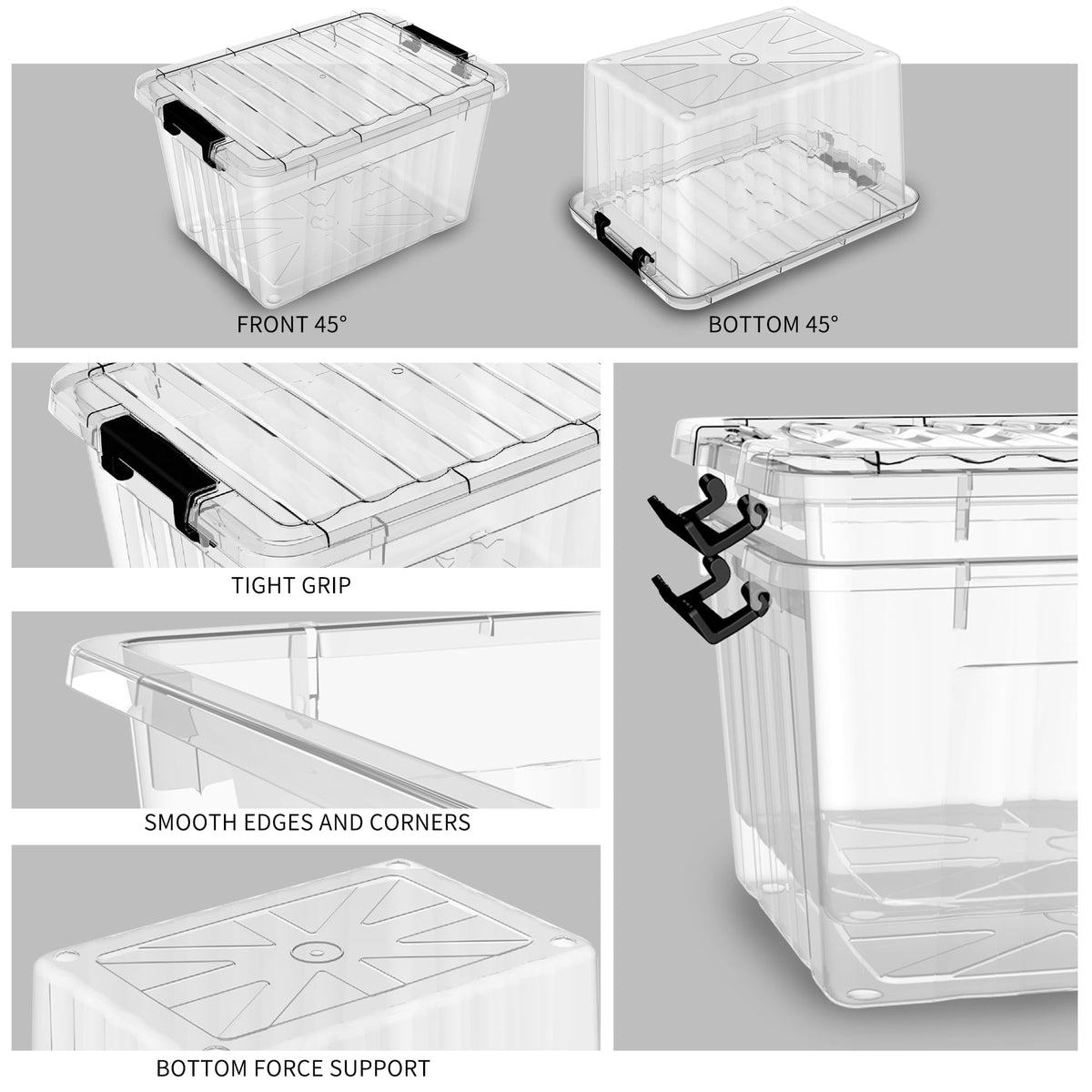 Cetomo 18Qt*6 Plastic Storage Bins, Storage Box, 6 Pack, Organizing Container with Durable Lids and