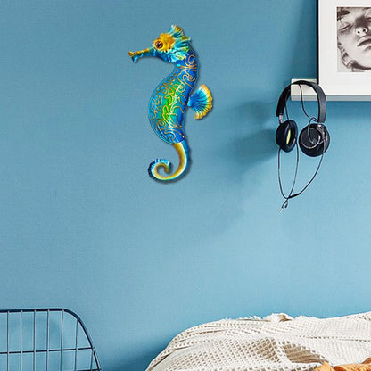John's Studio Seahorse Sea Wall Decor Outdoor Metal Garden Hanging Art Glass Sculptures Home Ocean