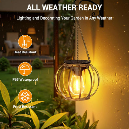 KOOPER Solar Lanterns Outdoor Waterproof, 4 Pack Upgraded Bronze Metal Hanging Solar Lights Outdoor