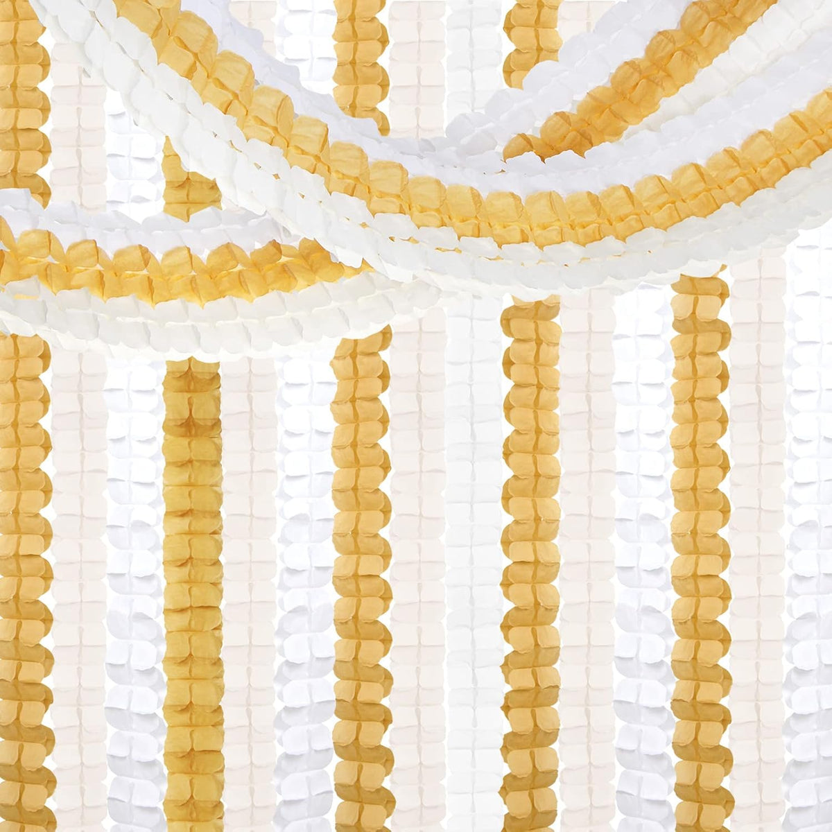 White Ivory-Gold Party-Decorations Streamers Garland - 12pcs 4-Leaf Clover Paper Streamer Wedding