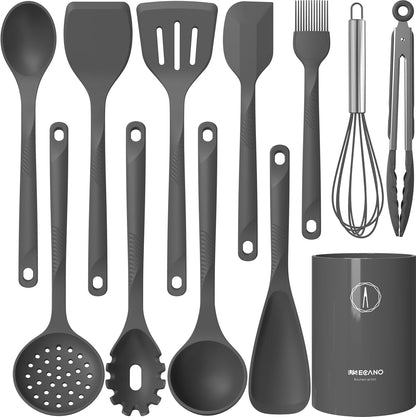 Silicone Cooking Utensils Set - 600°F Heat Resistant, Nonstick Kitchen Utensil Set with Spatulas