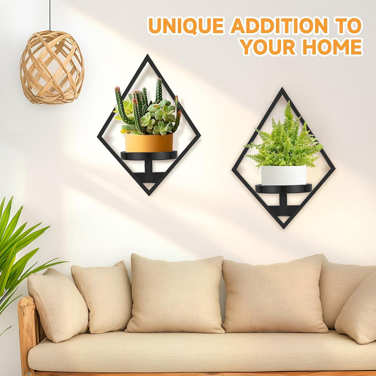 Wall Plant Holder, 2 Pack Metal Floating Shelves Indoor, Window Sill Plant Shelf for Bedroom