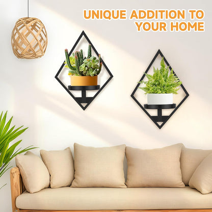 Wall Plant Holder, 2 Pack Metal Floating Shelves Indoor, Window Sill Plant Shelf for Bedroom