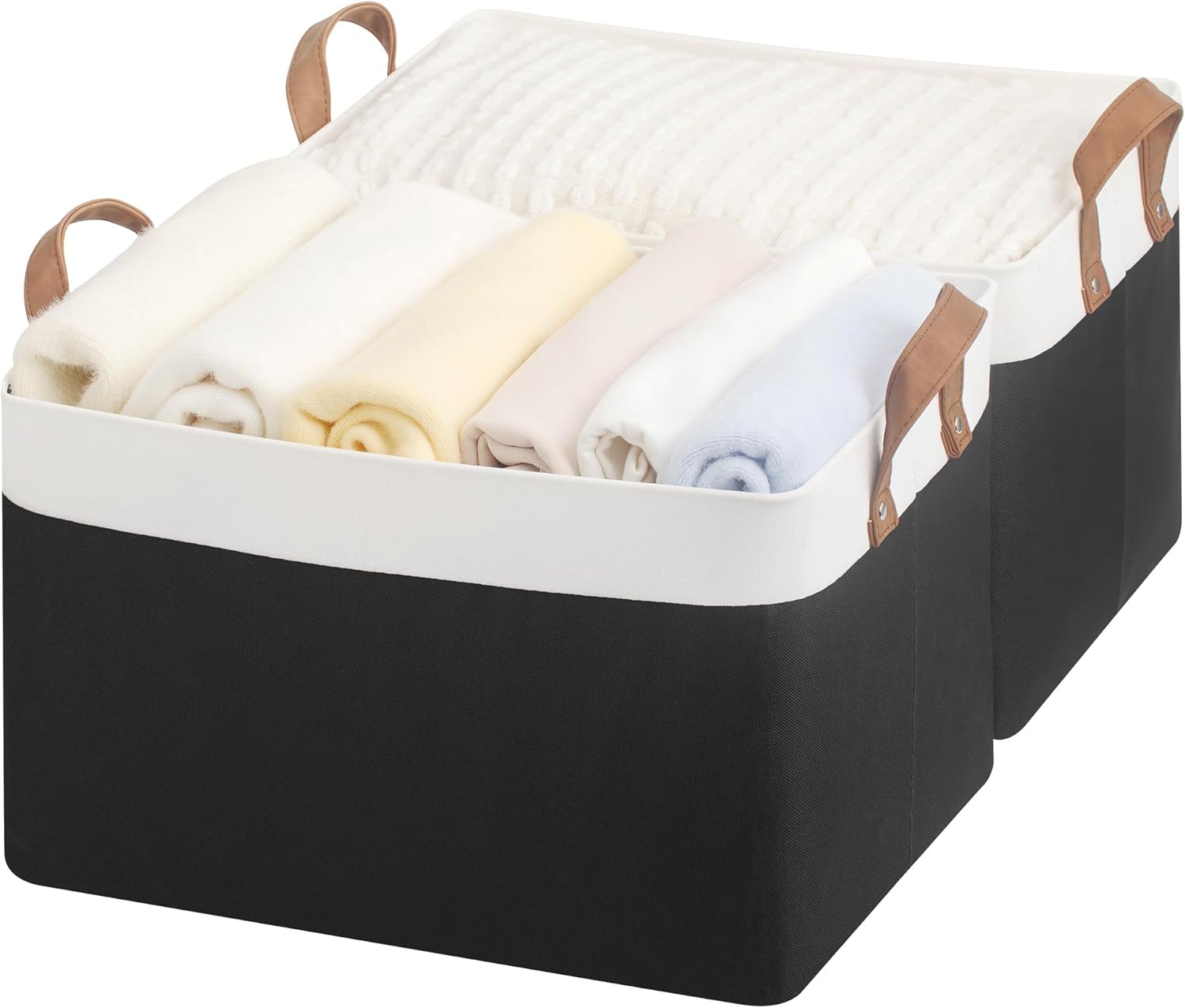 StorageWorks Storage Bins, Fabric Storage Bins for Shelves, Large Storage Baskets with Metal Frame