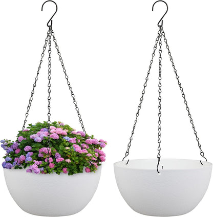 8 inch Small Hanging Planters for Indoor Outdoor Plants, 2 Pack Hanging Flower Pots with Drainage