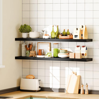 HOOBRO Floating Shelves for Wall, Wall Mounted Shelf Set of 2, 47.2" Hanging Shelf with Invisible