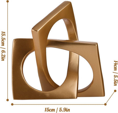 XMGZQ Gold Knot Statue for Coffee Table Centerpiece Decor,Modern Abstract Art Geometric Sculpture