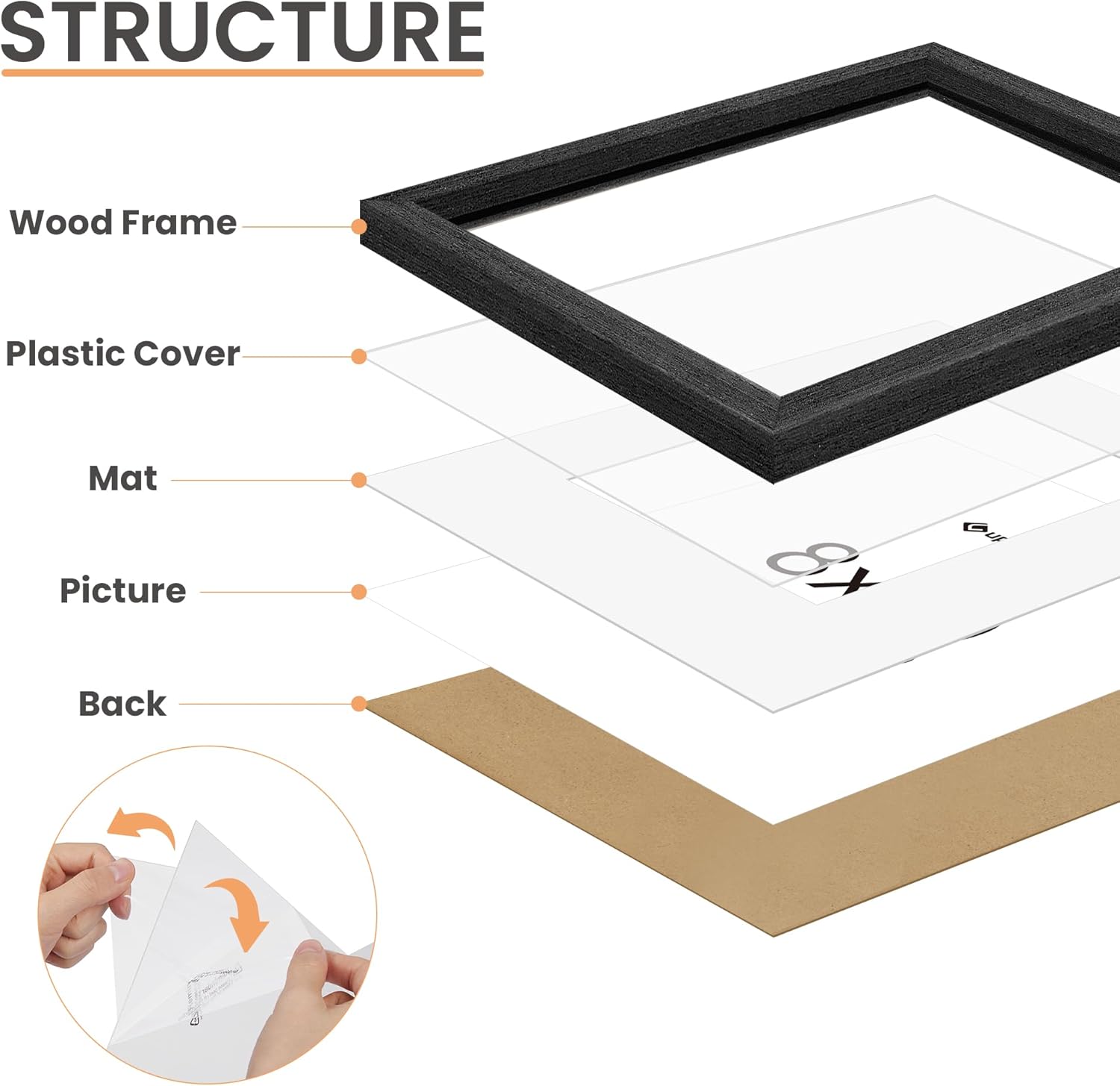 upsimples 8x10 Picture Frame, Natural Solid Wooden Picture Frames, Display 5x7 with Mat or 8 x 10
