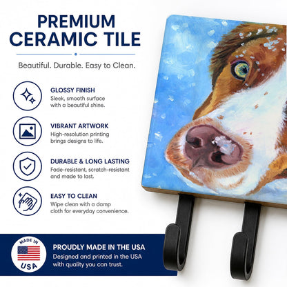 Caroline's Treasures 7348TH68 Snow Baby Brittany Spaniel Leash or Key Holder, Wall Hooks, Key Hooks