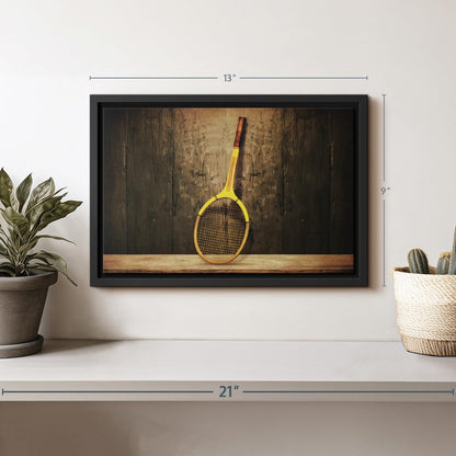 ElephantStock Vintage Tennis Racket Wall Art - Horizontal Framed Canvas - 1-Piece Living Room Wall