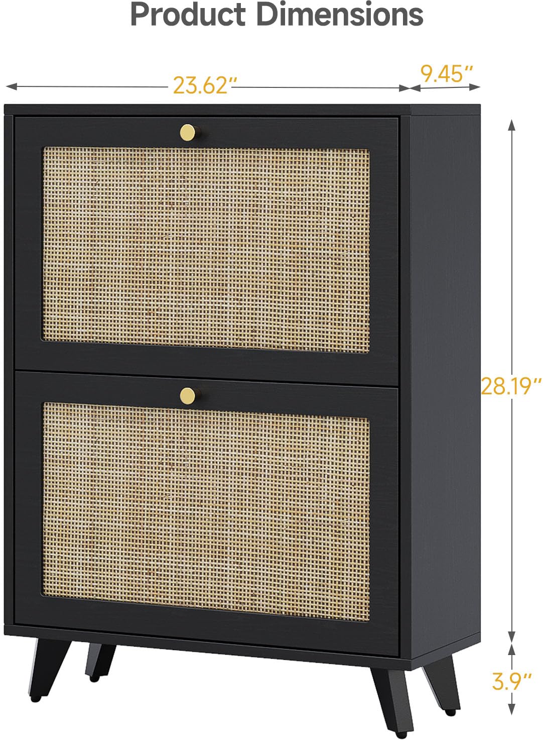Angel Sar Rattan Shoe Cabinet for Entryway, Slim Shoe Storage Cabinet