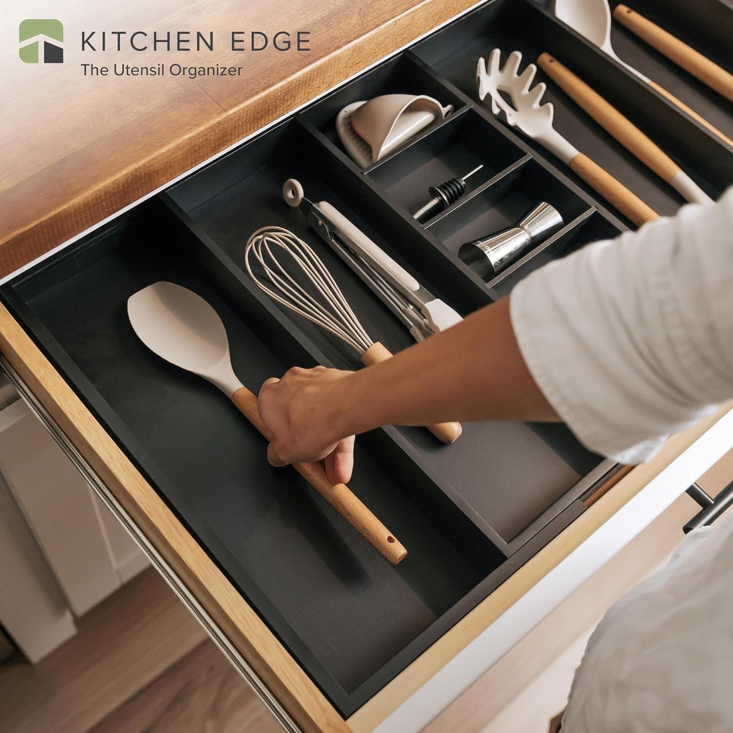 Adjustable Kitchen Drawer Organizer for Utensils and Junk, Food-Safe Contract Grade with 100%