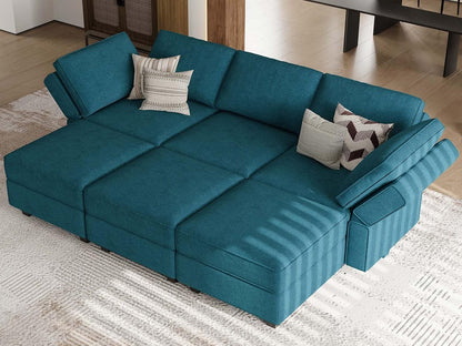 Belffin Terry Fabric Modular Sectional Sleeper Sofa Bed with Storage Convertible Sectional Couches