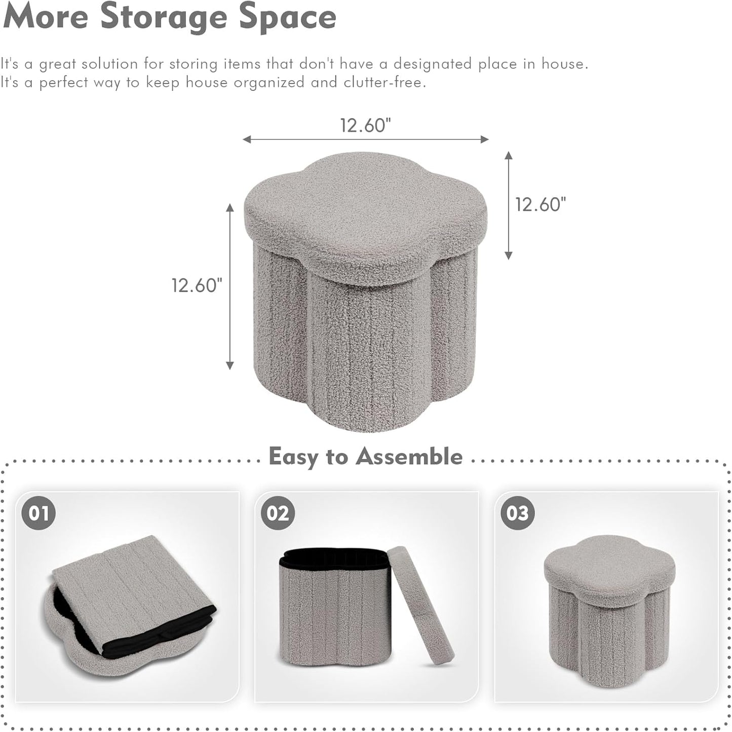B FSOBEIIALEO Storage Ottoman Cube, Flowers Shaped Ottomans with Storage Foot Stool Footrest for