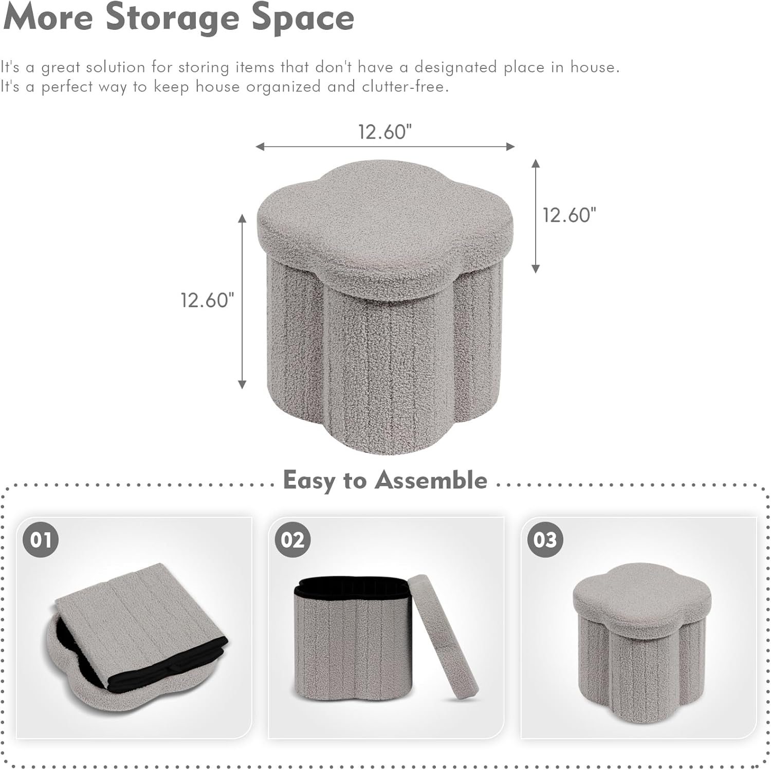 B FSOBEIIALEO Storage Ottoman Cube, Flowers Shaped Ottomans with Storage Foot Stool Footrest for