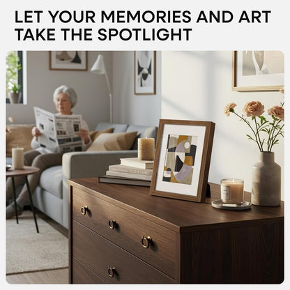 Homeforia A5 Wood Picture Frame, High-End Natural Oak 5.8x8.3 Frame Matted to 4.1x5.8 inch Photo