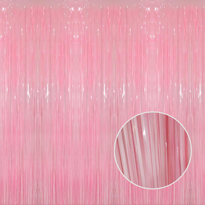 GOER 3.2 ft x 8.2 ft Metallic Tinsel Foil Fringe Curtains Party Photo Backdrop Party Streamers for