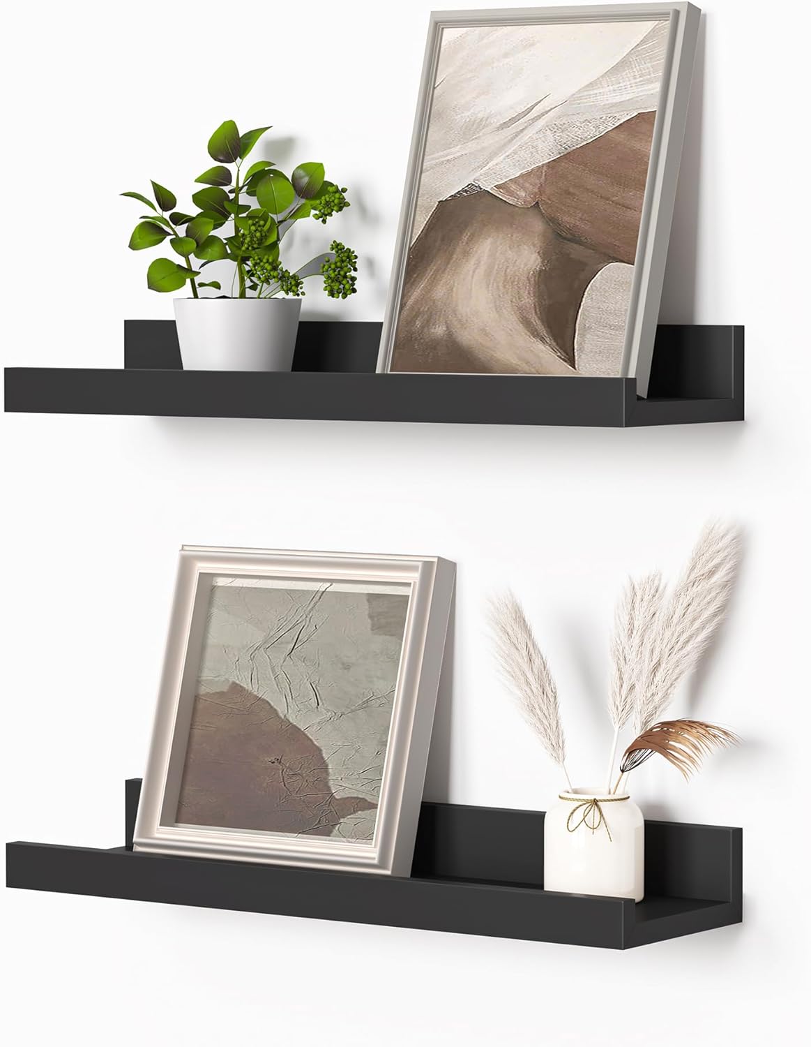 Heimlove Picture Ledge Shelf, Small Floating Shelves Set of 2, 16 Inches Picture Shelf for Wall