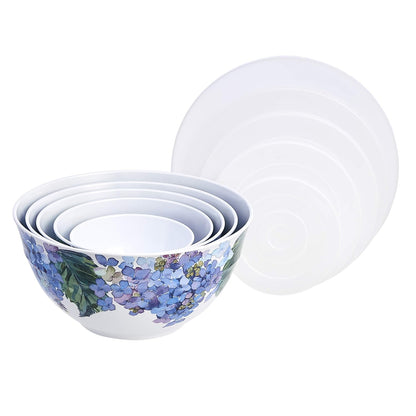 Amazon Basics Nesting Melamine Mixing Bowl With Lid And Non-Slip Base, 5 Sizes, Set Of 10