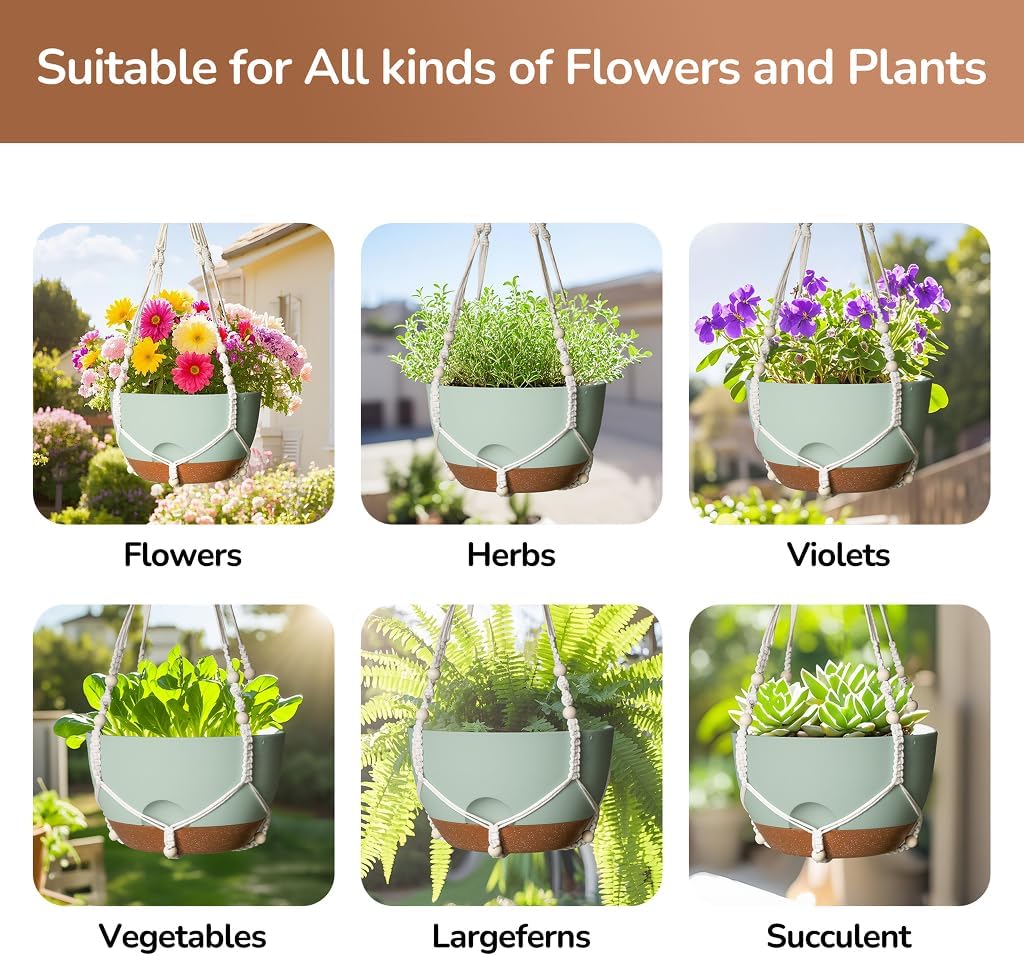 12 Inch Hanging Baskets for Plants Outdoor, Hanging Planters for Indoor Outdoor Plants, Hanging
