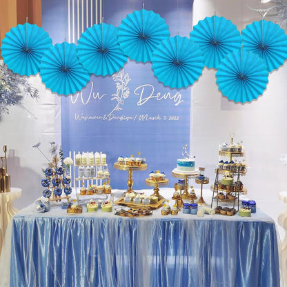 Blue Hanging Paper Fans,Blueaccessories Paper Decorations for Party,Blue Harmony Classroom