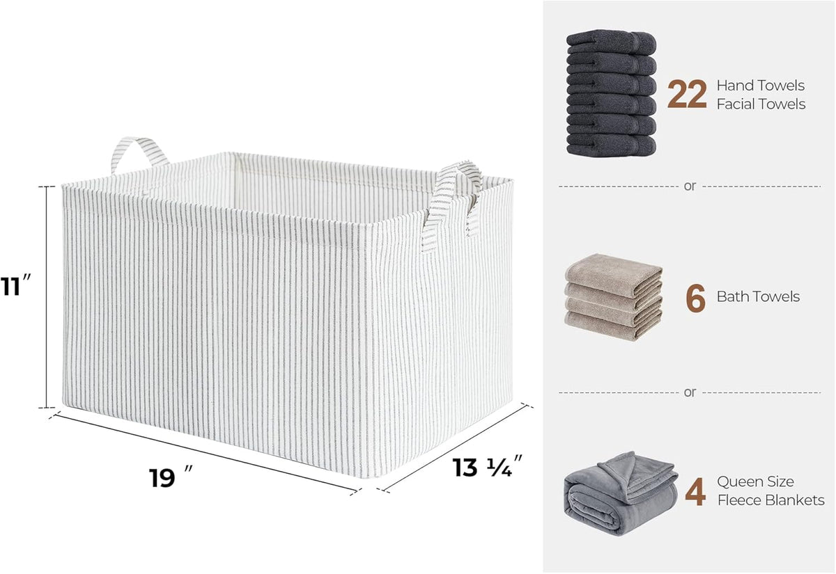 StorageWorks Storage Bins, Fabric Storage Bins for Shelves, Extra Large Storage Baskets with Metal