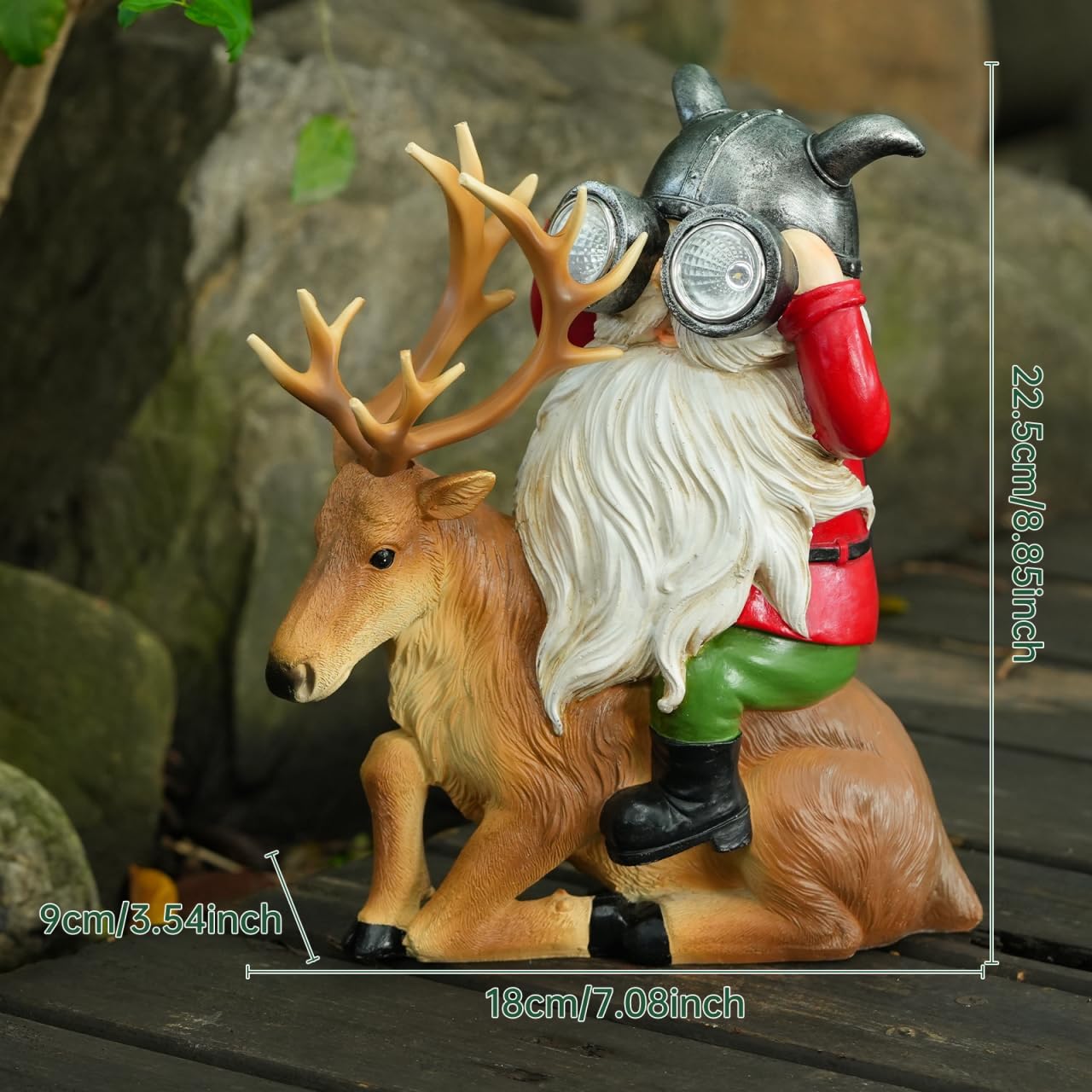 Garden Gnome Statues Resin Gnome Sitting On Deer Statues Solar Lights Outdoor Telescope Gnome Gifts