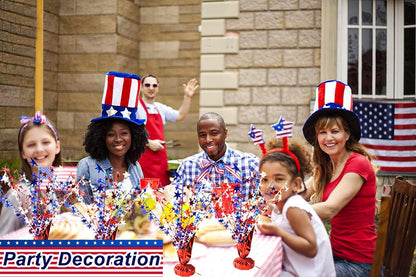6 Pack 4th of July Table Centerpiece Decoration Metallic Foil Spray Star Burst Patriotic Decoration