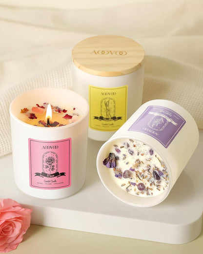 AOOVOO Rose/Vanilla/Eucalyptus/Lavender Scented Candles for Women - Aromatherapy Candle with