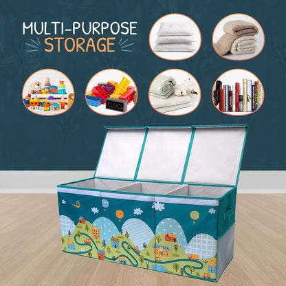 Extra Large Toy Storage Organizer with Lid - Sturdy, Collapsible Toy Chest Storage Box with Cute