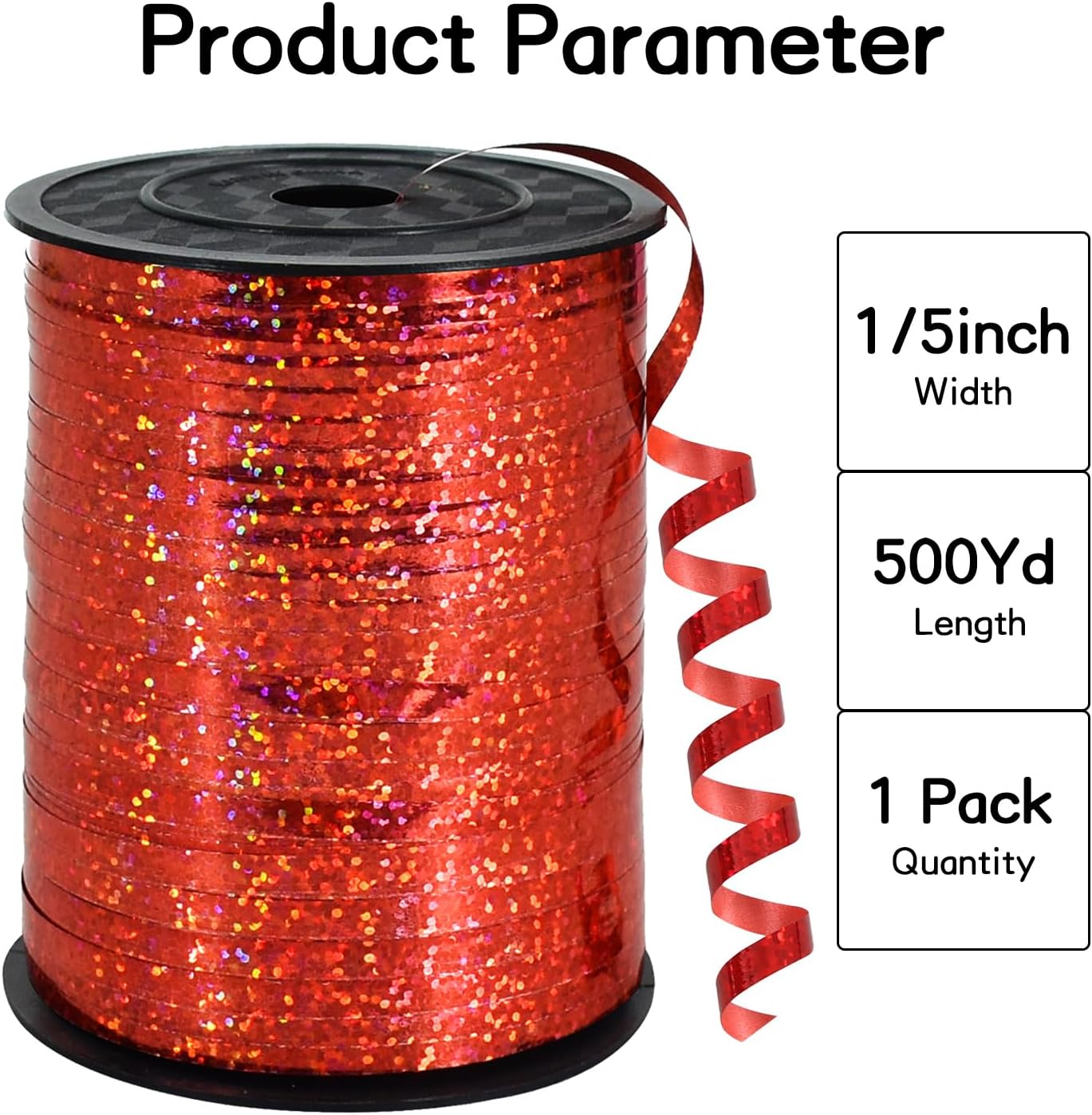 BEISHIDA 500 Yards Red Ribbon Crimped Curling, Balloon String Shiny Metallic Roll for Gift Wrapping