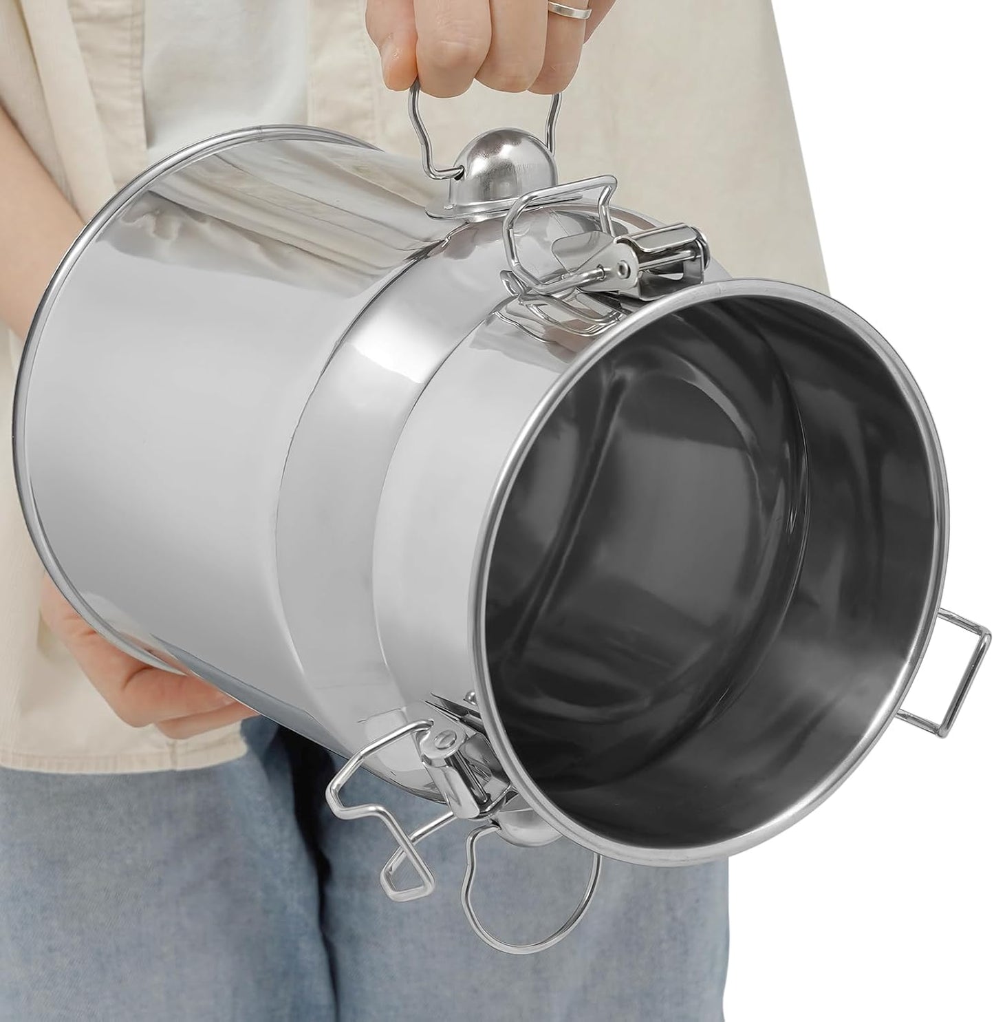 Stainless Steel Milk Can, 201 Stainless Steel Pail 1Gal Milk Can with Sealed Lid, 5L Hanging Lid