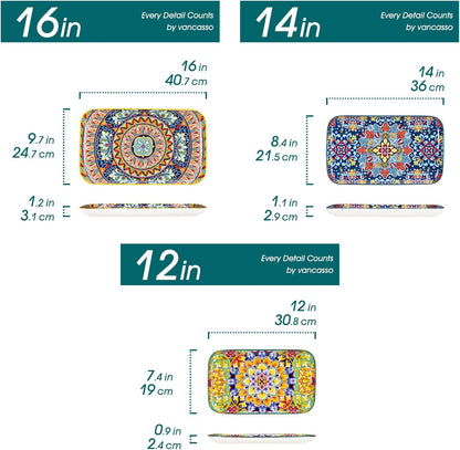 vancasso Serving Platters Set of 3, 16"/14"/12" Inch Rectangular Trays - Serving Platter Extra
