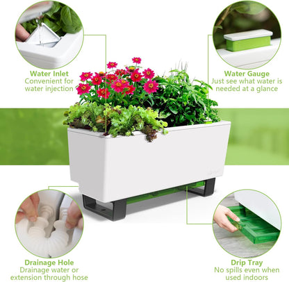 Glowpear Self-Watering Mini Bench Planter - 23.6" in Pot, Free Standing, UV Stable, Scalable
