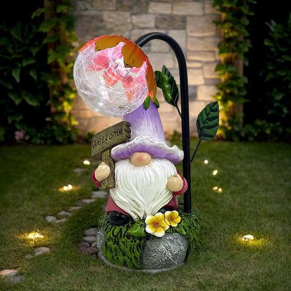 Garden Gnomes Outdoor Statue with Solar Lights Welcome Gnome Home Garden Decor Mom Gifts for Yard