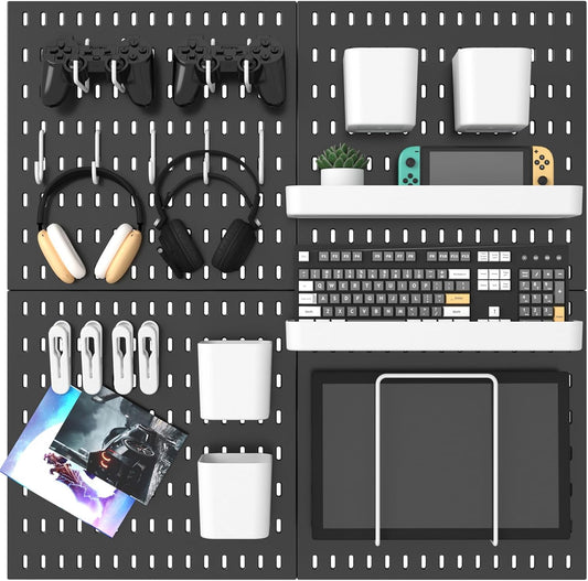 Pegboard Combination Kit, 25.2" x 25.2" Wall Mounted Storage Set with 4 Pegboards & 20 Accessories