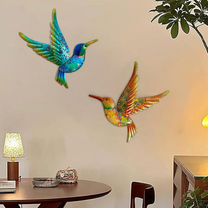 HONGLAND Metal Hummingbird Wall Art 12inch Metal Birds Wall Sculpture Garden Decoration Outdoor