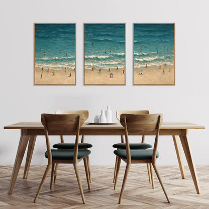HLNIUC Summer Beach Canvas Wall Art,Modern Minimalist Coastal Landscape Wall Decor Set of