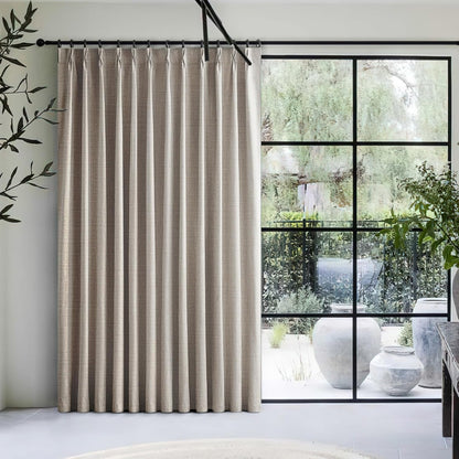 100% Blackout Thermal Curtains 80 Length 2 Panels Set for Bedroom, Linen Windows Pinch Pleated