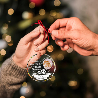Personalized Memorial Pet Glass Ornament - Custom Picture Christmas Ornaments, Dog Forever in Our