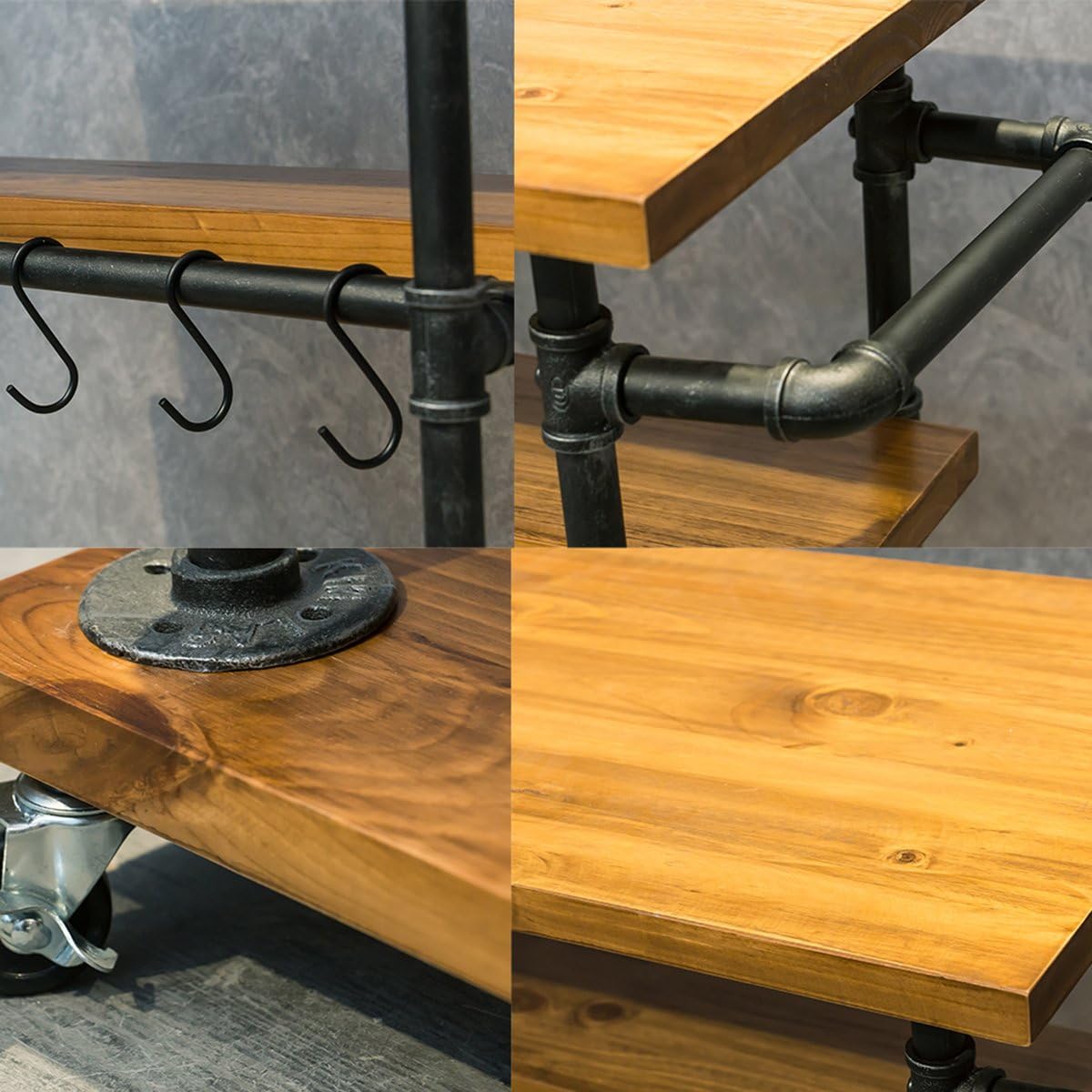 Industrial Portable Kitchen Island on Wheels,Bar Carts for the Home Wine Bar Beverage Coffee