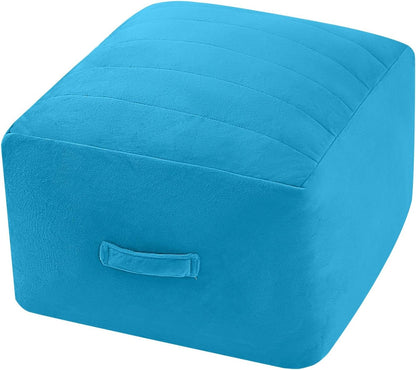 MeMoreCool Square Stuffed Pouf Ottoman Foot Rest, Floor Pouf Foot Stool with Foam Chunk Filling